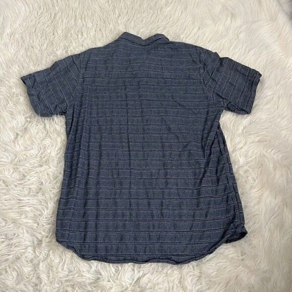 Dravus Gray/Blue Textured Striped 100% Cotton Collared Button Down Shirt Large - Picture 2 of 12